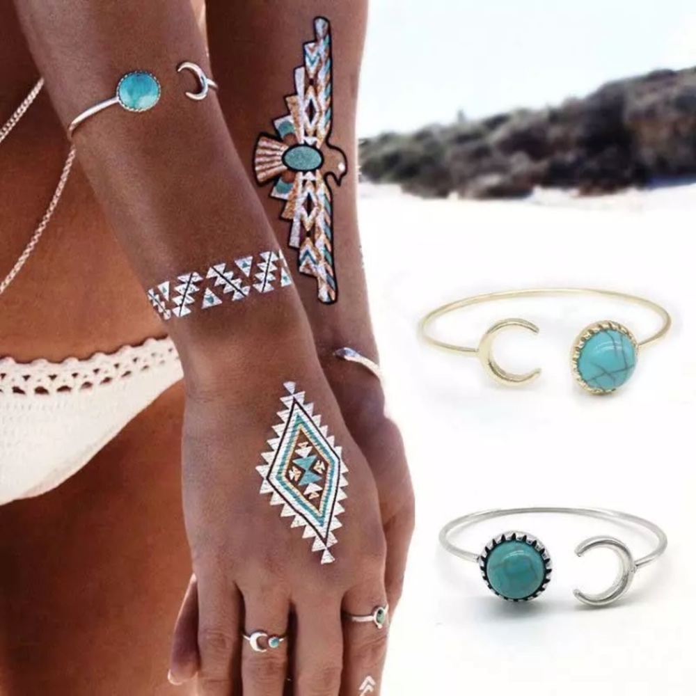 New~ Boho Turquoise 🌙 Moon Bracelet Cuff